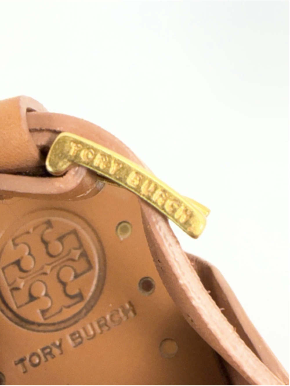 Tory Burch Ravello Tan Leather O-Ring Studded Platform Wedge Sandal size 7 - Picture 11 of 15